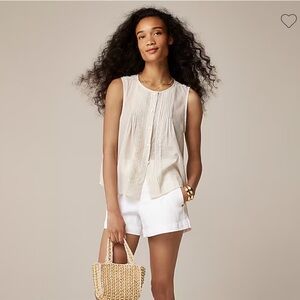 J Crew Pintuck Cotton Button Banana Cream Tank Top